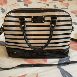 Kate Spade Black and Cream Striped Satchel